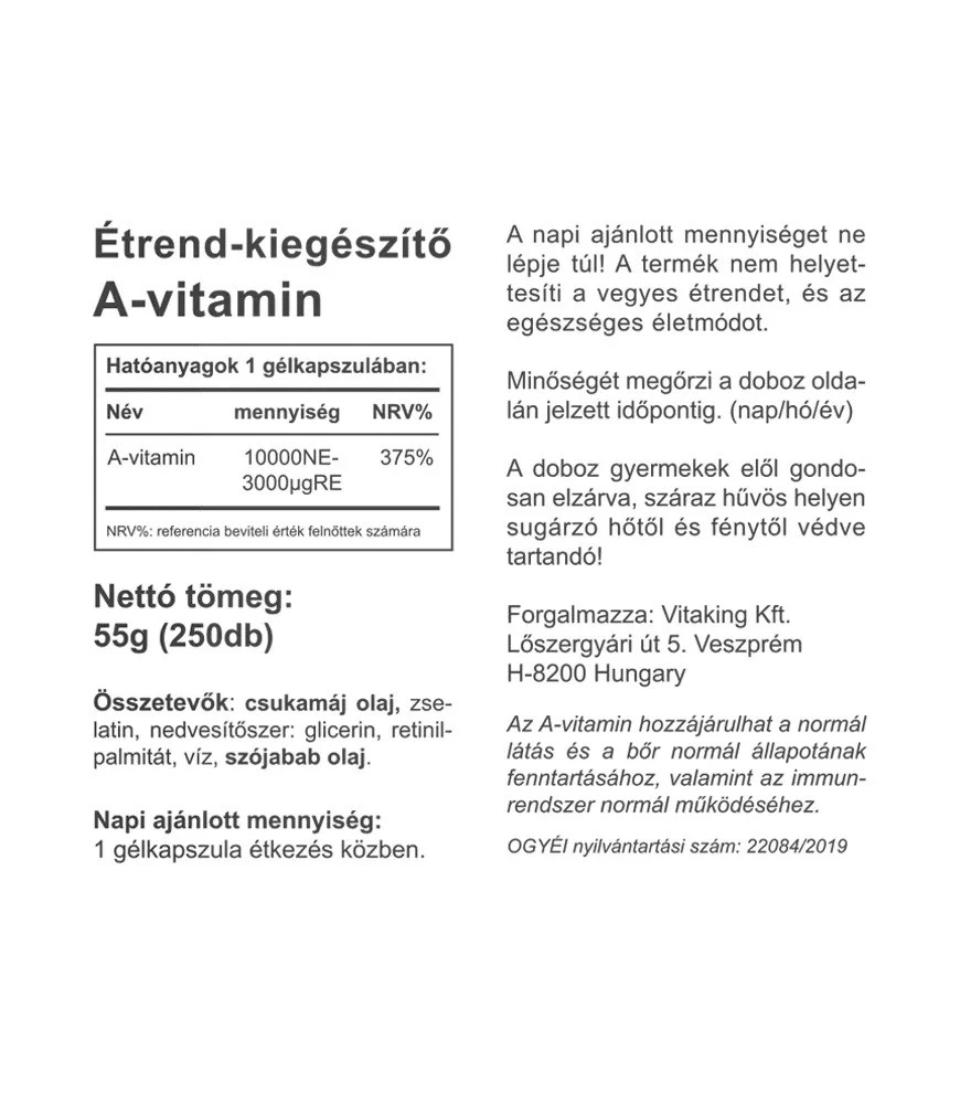 Vitaking - Vitaking A- és D-vitamin 10 000/1 000 NE (60 lágyzselatin kapszula) - Image 4