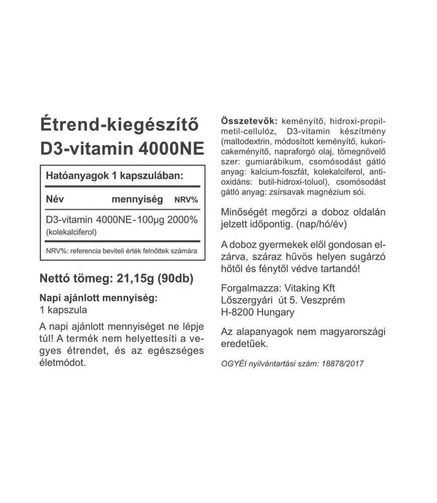 Vitaking - Vitaking D-vitamin 4000 (90 kapszula) - Image 5