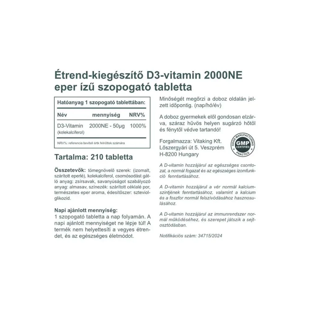 Vitaking - Vitaking D3-vitamin 2000 NE (210 eperízű tabletta) - Image 6