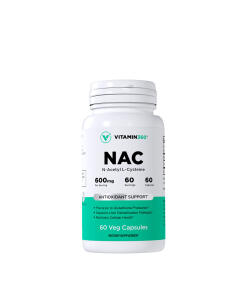 Vitamin360 NAC 600 mg - N-Acetyl L-Cysteine (60 Veg Capsules)