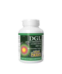 Natural Factors DGL Deglycyrrhizinated Licorice Root 400 mg (90 Chewables)